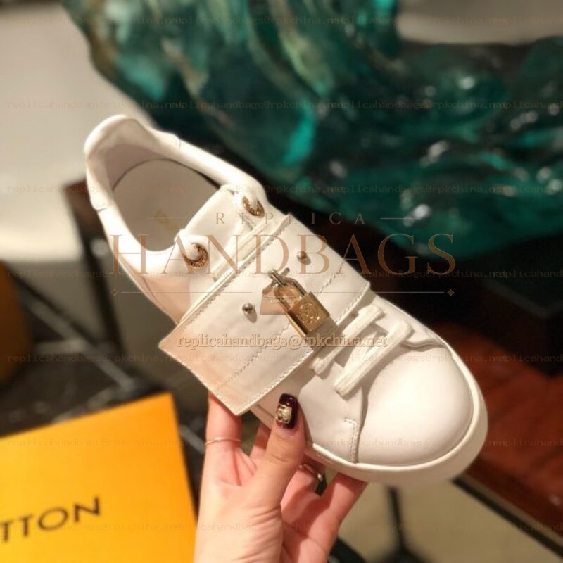 Replica Louis Vuitton White Buckle Strap Sneakers