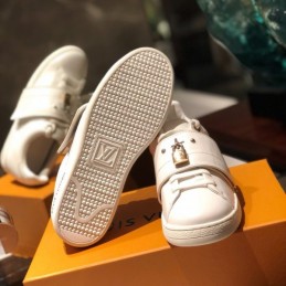 Replica Louis Vuitton White Buckle Strap Sneakers