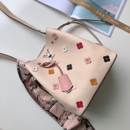 Replica Louis Vuitton Pale Pink Floral Lockme Bucket
