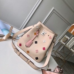 Replica Louis Vuitton Pale Pink Floral Lockme Bucket