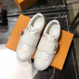 Replica Louis Vuitton White Gold-Tone Strap Sneakers