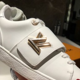 Replica Louis Vuitton White Gold-Tone Strap Sneakers