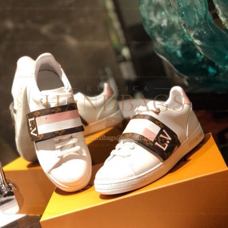 Replica Louis Vuitton White Brown Double-Strap Sneakers