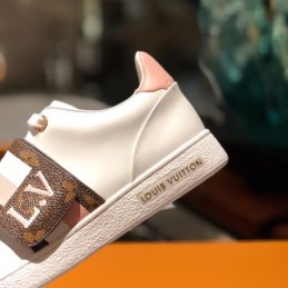 Replica Louis Vuitton White Brown Double-Strap Sneakers