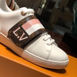 Replica Louis Vuitton White Brown Double-Strap Sneakers