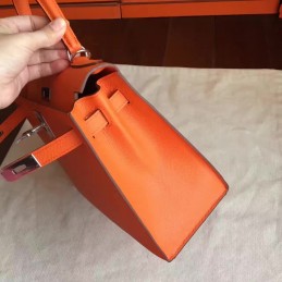 Replica Hermes Orange Kelly 28 Palladium Hardware Bag