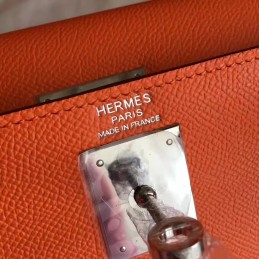 Replica Hermes Orange Kelly 28 Palladium Hardware Bag