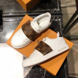 Replica Louis Vuitton White Brown Monogram Strap Sneakers