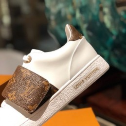 Replica Louis Vuitton White Brown Monogram Strap Sneakers