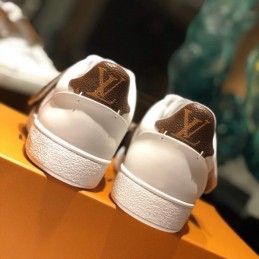Replica Louis Vuitton White Brown Monogram Strap Sneakers
