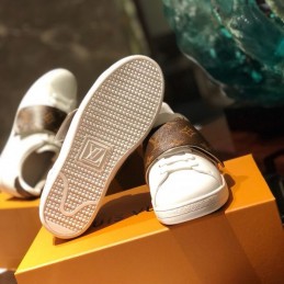 Replica Louis Vuitton White Brown Monogram Strap Sneakers