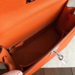Replica Hermes Orange Kelly 28 Palladium Hardware Bag