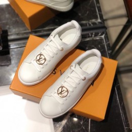 Replica Louis Vuitton White Gold-Tone Emblem Sneakers