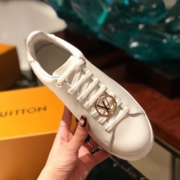 Replica Louis Vuitton White Gold-Tone Emblem Sneakers