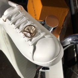 Replica Louis Vuitton White Gold-Tone Emblem Sneakers