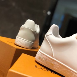 Replica Louis Vuitton White Gold-Tone Emblem Sneakers