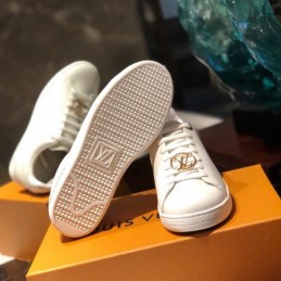 Replica Louis Vuitton White Gold-Tone Emblem Sneakers
