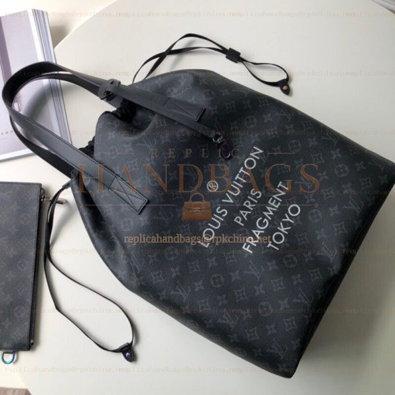 Replica Louis Vuitton Black Monogram Cities Cabas Light Bag - Style 2