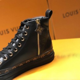 Replica Louis Vuitton Black High-Top Sneakers - Style 2