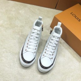 Replica Louis Vuitton White Black Trim High-Top Sneakers