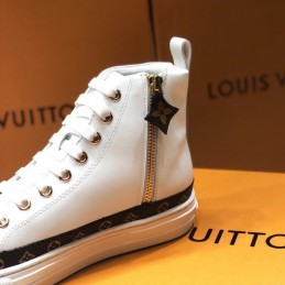 Replica Louis Vuitton White Black Trim High-Top Sneakers