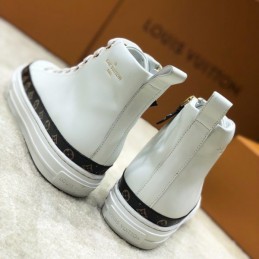 Replica Louis Vuitton White Black Trim High-Top Sneakers