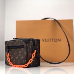 Replica Louis Vuitton Brown Monogram Orange Chain Mini Soft Trunk