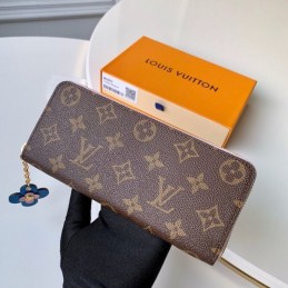 Replica Louis Vuitton Brown Monogram Blue Charm Clemence Wallet