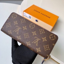 Replica Louis Vuitton Brown Monogram Blue Charm Clemence Wallet