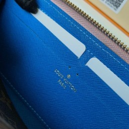 Replica Louis Vuitton Brown Monogram Blue Charm Clemence Wallet