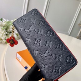 Replica Louis Vuitton Black Embossed Monogram Red Charm Clemence Wallet
