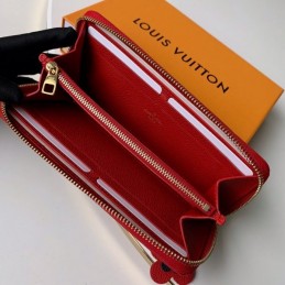 Replica Louis Vuitton Black Embossed Monogram Red Charm Clemence Wallet