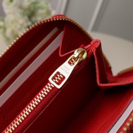 Replica Louis Vuitton Black Embossed Monogram Red Charm Clemence Wallet