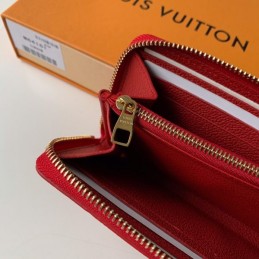 Replica Louis Vuitton Pale Pink Embossed Monogram Red Charm Clemence Wallet