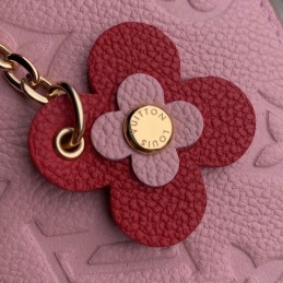 Replica Louis Vuitton Pale Pink Embossed Monogram Red Charm Clemence Wallet