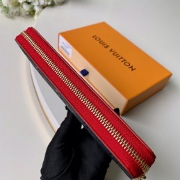Replica Louis Vuitton Pale Pink Embossed Monogram Red Charm Clemence Wallet