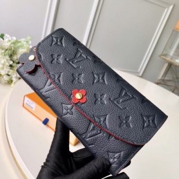 Replica Louis Vuitton Black Embossed Monogram Flower Emilie Wallet