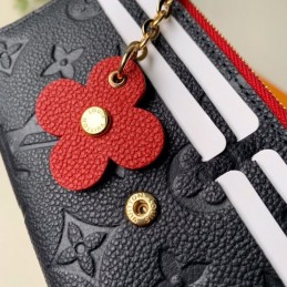 Replica Louis Vuitton Black Embossed Monogram Flower Emilie Wallet