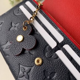 Replica Louis Vuitton Black Embossed Monogram Flower Emilie Wallet