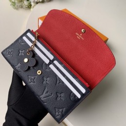 Replica Louis Vuitton Black Embossed Monogram Flower Emilie Wallet
