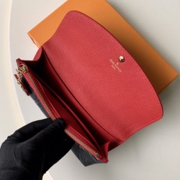 Replica Louis Vuitton Black Embossed Monogram Flower Emilie Wallet