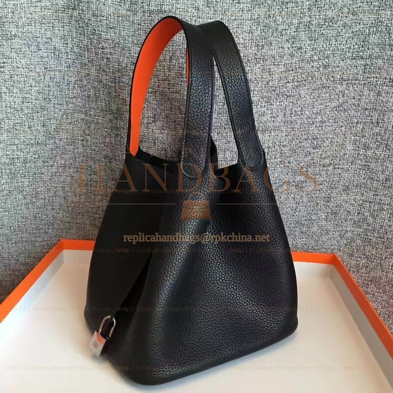 Replica Hermes Black Orange Picotin Lock 13 Bag