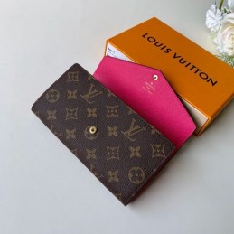 Replica Louis Vuitton Brown Monogram Heart Lock Patch Sarah Wallet