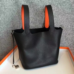 Replica Hermes Black Orange Picotin Lock 13 Bag