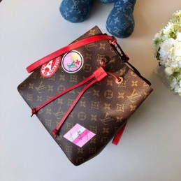 Replica Louis Vuitton Brown Monogram Red Patch Neo Noe MM