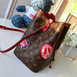 Replica Louis Vuitton Brown Monogram Red Patch Neo Noe MM