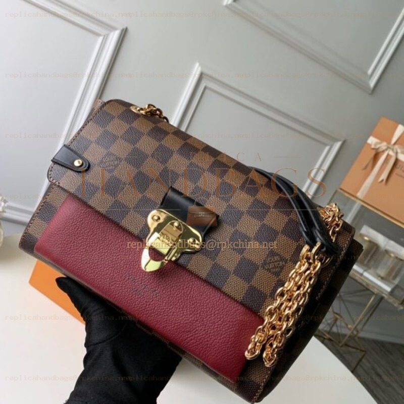 Replica Louis Vuitton Brown Damier Ebene Burgundy Vavin PM