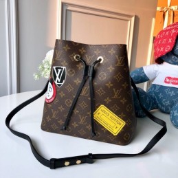 Replica Louis Vuitton Brown Monogram Black Patch Neo Noe MM
