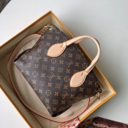 Replica Louis Vuitton Brown Monogram Beige Flower Zipped Tote PM