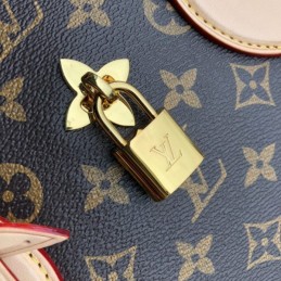 Replica Louis Vuitton Brown Monogram Beige Flower Zipped Tote PM